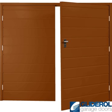 CLAY BROWN (RAL8003) Budget Horizontal Medium Rib Side Hinged Garage Door
