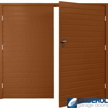 CLAY BROWN (RAL8003) Budget Horizontal Standard Rib Side Hinged Garage Door