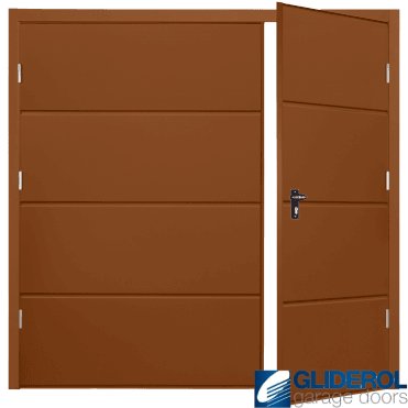 CLAY BROWN (RAL8003) Budget Horizontal Wide Rib Side Hinged Garage Door