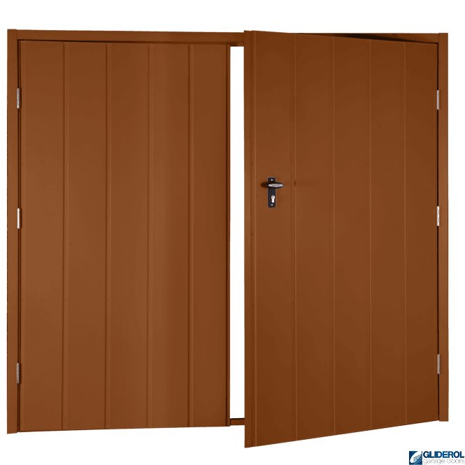 Gliderol CLAY BROWN (RAL8003) Budget Vertical Medium Rib Side Hinged Garage Door