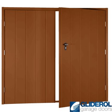 CLAY BROWN (RAL8003) Budget Vertical Medium Rib Side Hinged Garage Door