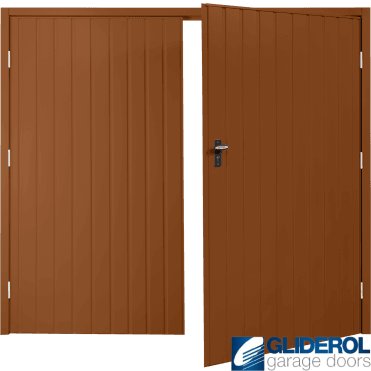 CLAY BROWN (RAL8003) Budget Vertical Standard Rib Side Hinged Garage Door