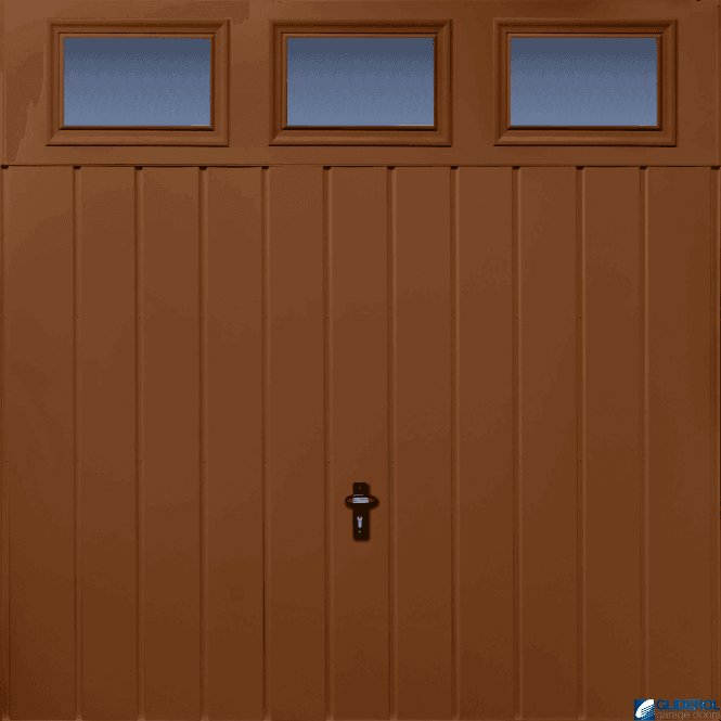 Gliderol CLAY-BROWN (RAL8003) Chester Vertical Medium Rib with Windows