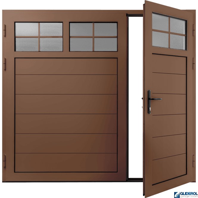 Gliderol CLAY-BROWN (RAL8003) Insulated Traditional Horizontal Medium Rib Side Hinged Garage Door (1/3)