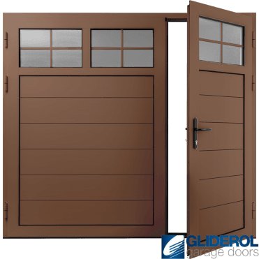 CLAY-BROWN (RAL8003) Insulated Traditional Horizontal Medium Rib Side Hinged Garage Door (1/3)