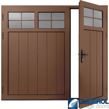 CLAY-BROWN (RAL8003) Insulated Traditional Vertical Medium Rib Side Hinged Garage Door (1/3)