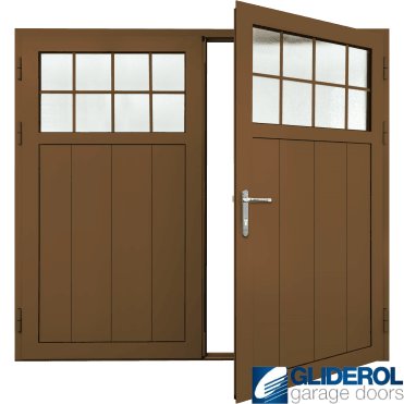 CLAY-BROWN (RAL8003) Insulated Traditional Vertical Medium Rib Side Hinged Garage Door