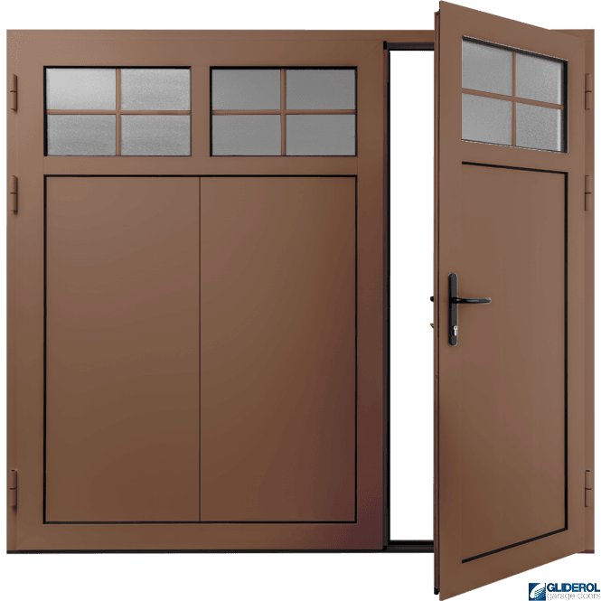 Gliderol CLAY-BROWN (RAL8003) Insulated Traditional Vertical Wide Rib Side Hinged Garage Door (1/3)