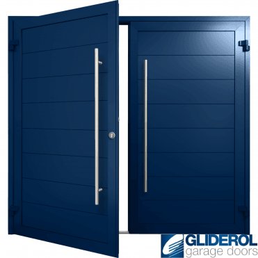 COBALT-BLUE (RAL5013) Insulated Horizontal Medium Rib Side Hinged Garage Door