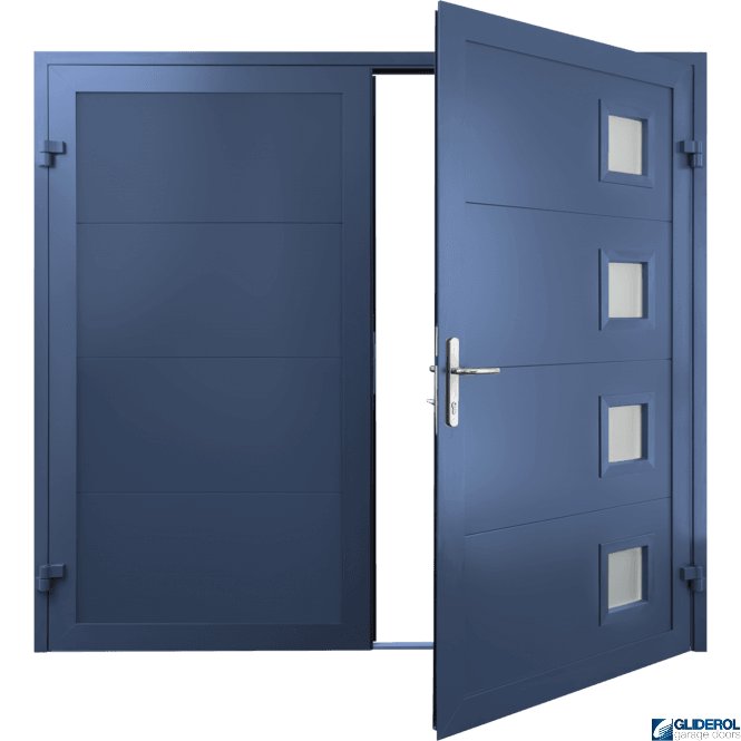 Gliderol COBALT-BLUE (RAL5013) Insulated Porthole Side Hinged Garage Door