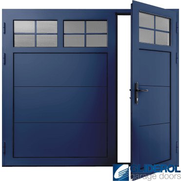 COBALT-BLUE (RAL5013) Insulated Traditional Horizontal Wide Rib Side Hinged Garage Door (1/3)