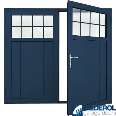 COBALT-BLUE (RAL5013) Insulated Traditional Vertical Medium Rib Side Hinged Garage Door