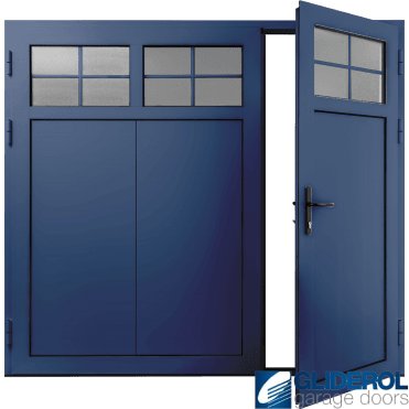 COBALT-BLUE (RAL5013) Insulated Traditional Vertical Wide Rib Side Hinged Garage Door (1/3)
