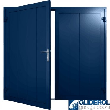 COBALT-BLUE (RAL5013) Insulated Vertical Medium Rib Side Hinged Garage Door