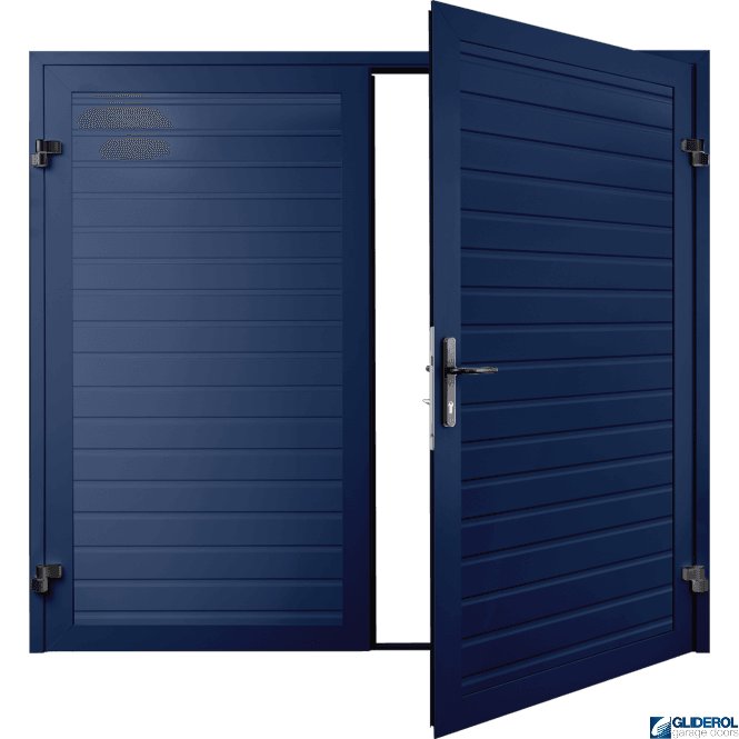 Gliderol COLBALT BLUE (RAL5013) Premium Horizontal Standard Rib (non-insulated) Side Hinged Garage Door