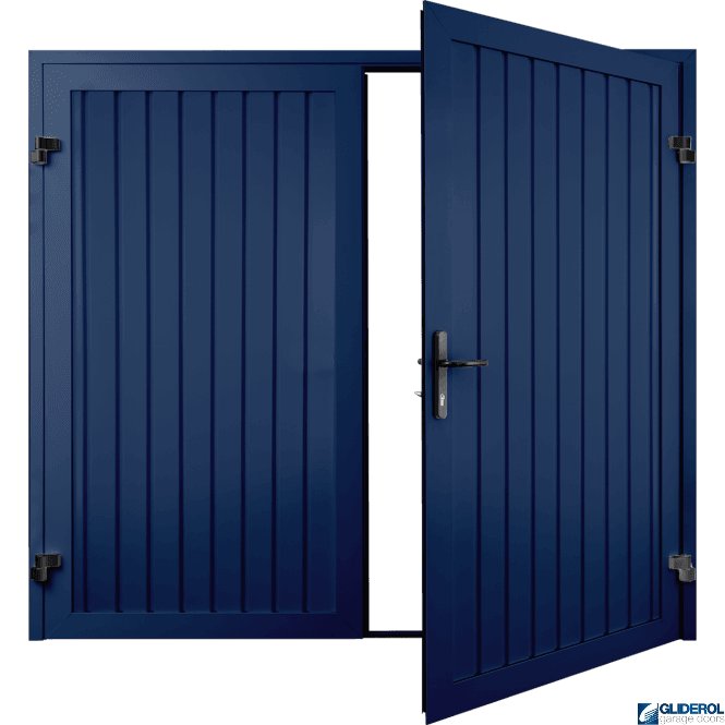 Gliderol COLBALT BLUE (RAL5013) Premium Vertical Standard Rib (non-insulated) Side Hinged Garage Door