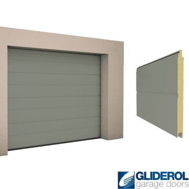 CONCRETE GREY (RAL7023) M-Rib woodgrain Sectional Garage Door