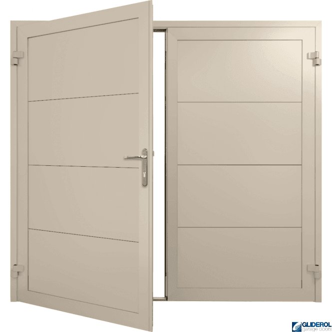 Gliderol CREAM (RAL9001) Insulated Horizontal Wide Rib Side Hinged Garage Door