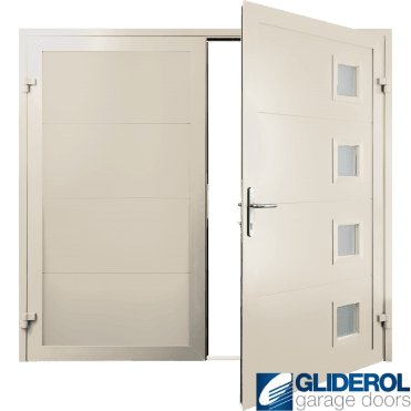 CREAM (RAL9001) Insulated Porthole Side Hinged Garage Door