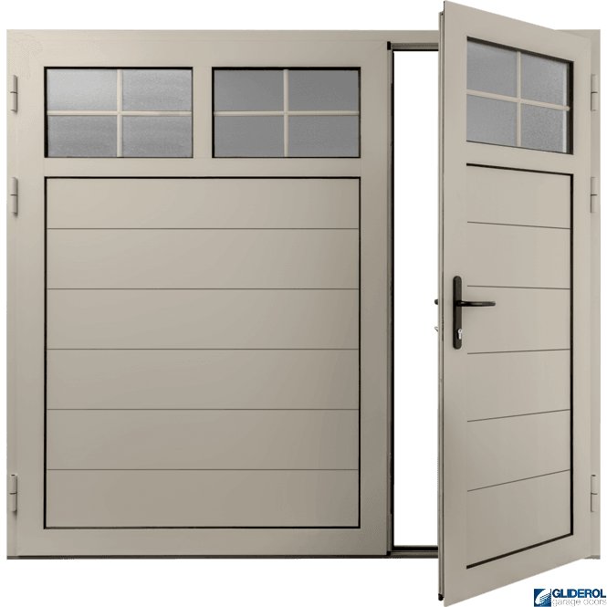 Gliderol CREAM (RAL9001) Insulated Traditional Horizontal Medium Rib Side Hinged Garage Door (1/3)