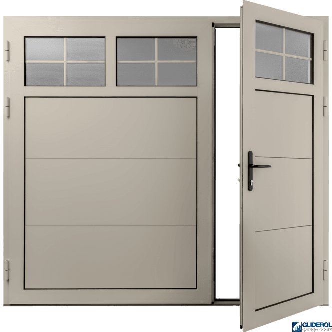 Gliderol CREAM (RAL9001) Insulated Traditional Horizontal Wide Rib Side Hinged Garage Door (1/3)