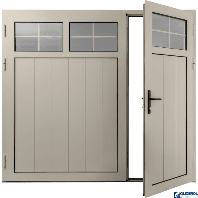 Gliderol CREAM (RAL9001) Insulated Traditional Vertical Medium Rib Side Hinged Garage Door (1/3)