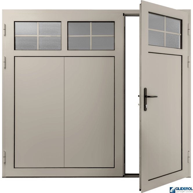 Gliderol CREAM (RAL9001) Insulated Traditional Vertical Wide Rib Side Hinged Garage Door (1/3)