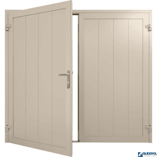 Gliderol CREAM (RAL9001) Insulated Vertical Medium Rib Side Hinged Garage Door