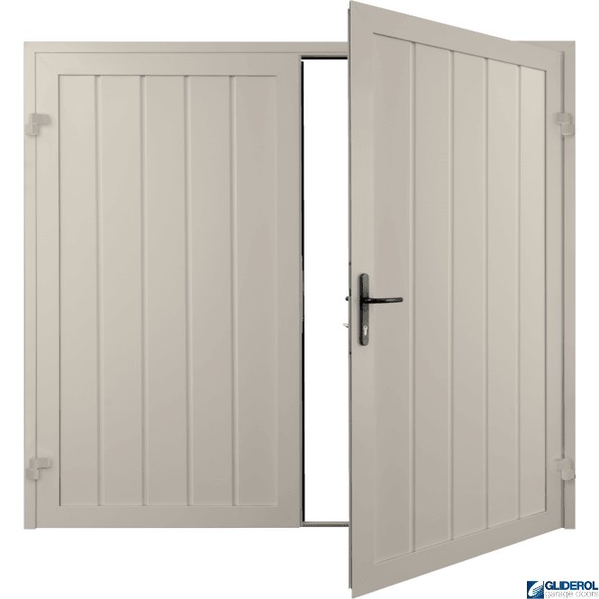 Gliderol CREAM (RAL9001) Premium Vertical Medium Rib (non-insulated) Side Hinged Garage Door