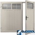 CREAM (RAL9001) Premium Vertical Medium Rib (non-insulated) Side Hinged Garage Door with windows (1/3)