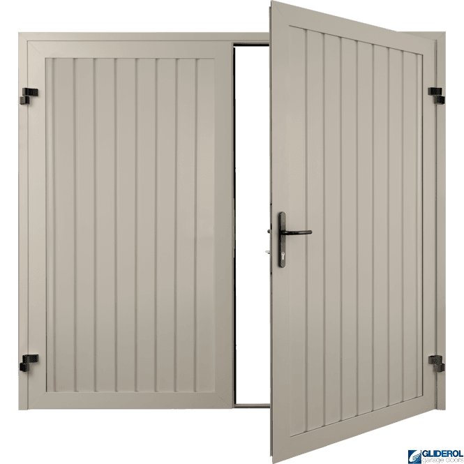 Gliderol CREAM (RAL9001) Premium Vertical Standard Rib (non-insulated) Side Hinged Garage Door