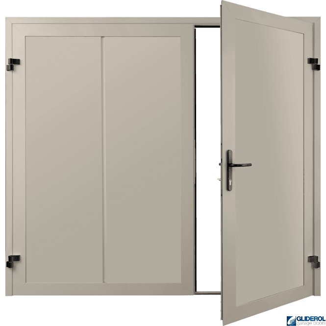 Gliderol CREAM (RAL9001) Premium Vertical Wide Rib (non-insulated) Side Hinged Garage Door