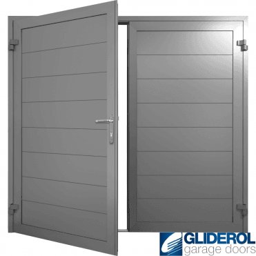 DUSTY-GREY (RAL7037) Insulated Horizontal Medium Rib Side Hinged Garage Door