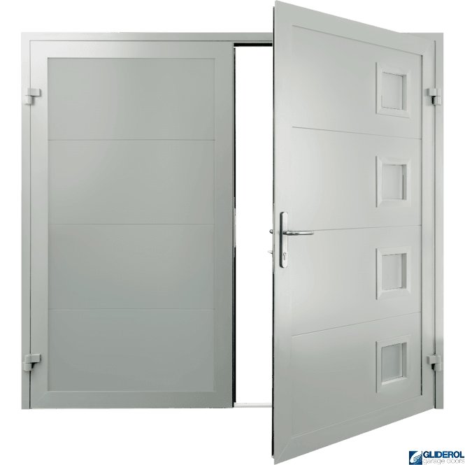 Gliderol DUSTY-GREY (RAL7037) Insulated Porthole Side Hinged Garage Door