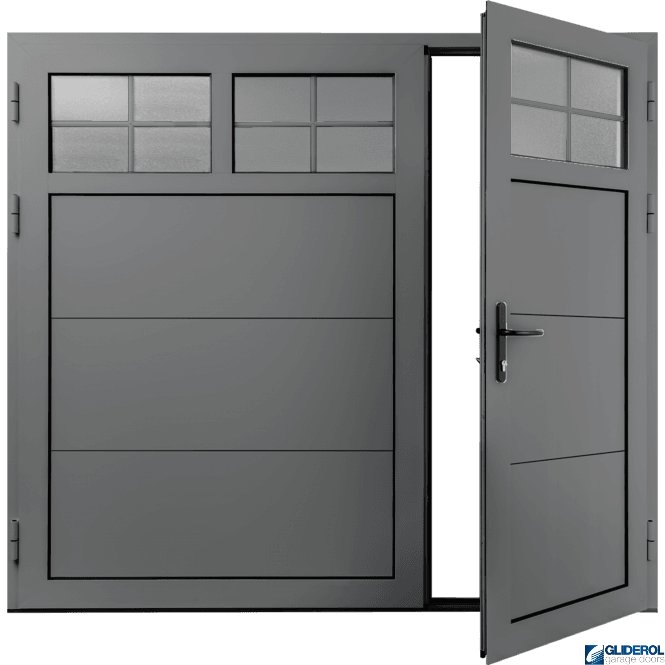 Gliderol DUSTY-GREY (RAL7037) Insulated Traditional Horizontal Wide Rib Side Hinged Garage Door (1/3)