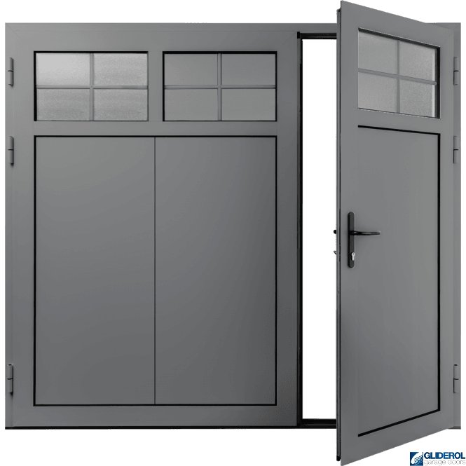 Gliderol DUSTY-GREY (RAL7037) Insulated Traditional Vertical Wide Rib Side Hinged Garage Door (1/3)