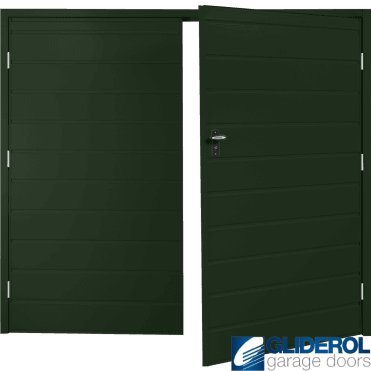 FIR GREEN (RAL6009) Budget Horizontal Medium Rib Side Hinged Garage Door
