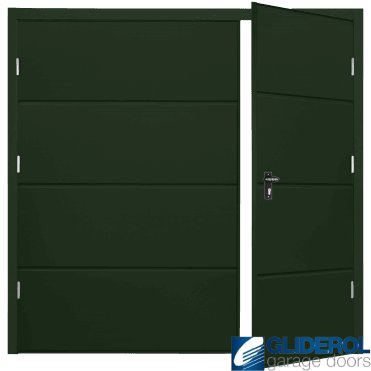 FIR GREEN (RAL6009) Budget Horizontal Wide Rib Side Hinged Garage Door