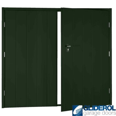 FIR GREEN (RAL6009) Budget Vertical Medium Rib Side Hinged Garage Door
