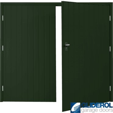FIR GREEN (RAL6009) Budget Vertical Standard Rib Side Hinged Garage Door