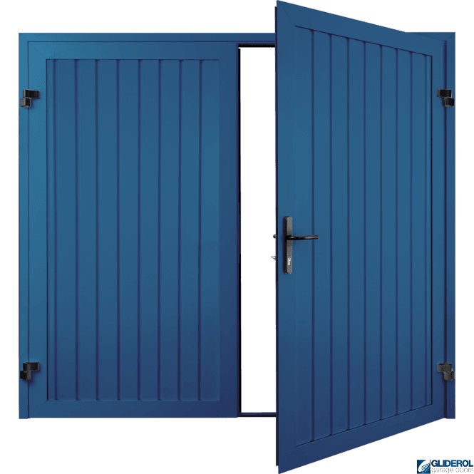 Gliderol Gentian-Blue (RAL5010) Premium Vertical Standard Rib (non-insulated) Side Hinged Garage Door
