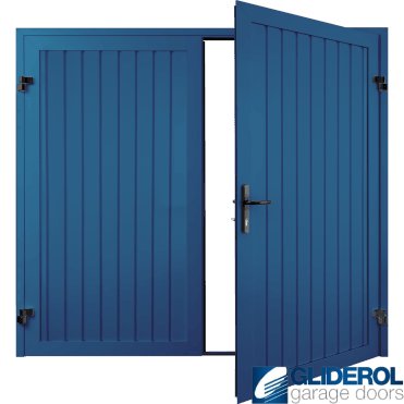 Gentian-Blue (RAL5010) Premium Vertical Standard Rib (non-insulated) Side Hinged Garage Door