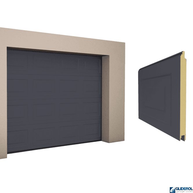 Gliderol GRAPHITE GREY (RAL7024) Georgian woodgrain Sectional Garage Door