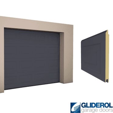 GRAPHITE GREY (RAL7024) Georgian woodgrain Sectional Garage Door
