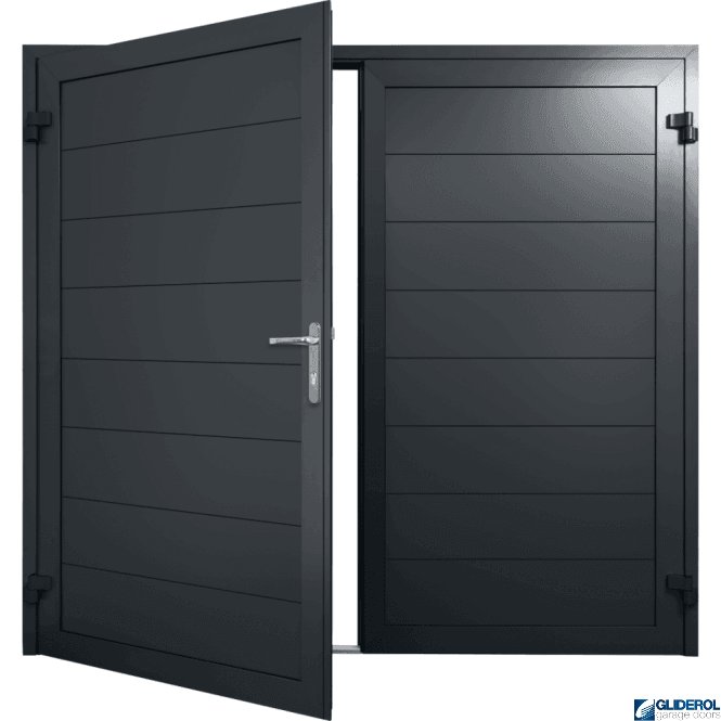 Gliderol GRAPHITE-GREY (RAL7024) Insulated Horizontal Medium Rib Side Hinged Garage Door