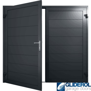 GRAPHITE-GREY (RAL7024) Insulated Horizontal Medium Rib Side Hinged Garage Door