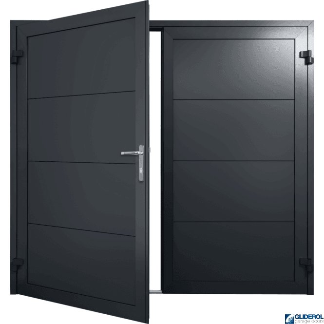 Gliderol GRAPHITE-GREY (RAL7024) Insulated Horizontal Wide Rib Side Hinged Garage Door