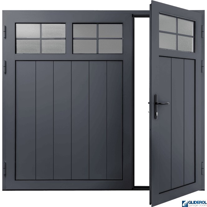 Gliderol GRAPHITE-GREY (RAL7024) Insulated Traditional Vertical Medium Rib Side Hinged Garage Door (1/3)