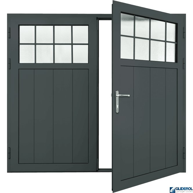 Gliderol GRAPHITE-GREY (RAL7024) Insulated Traditional Vertical Medium Rib Side Hinged Garage Door