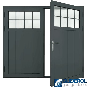 GRAPHITE-GREY (RAL7024) Insulated Traditional Vertical Medium Rib Side Hinged Garage Door